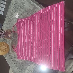 SIGNATURE SUZY SHIER PINK STRIPPED TANK TOP LARGE NEW